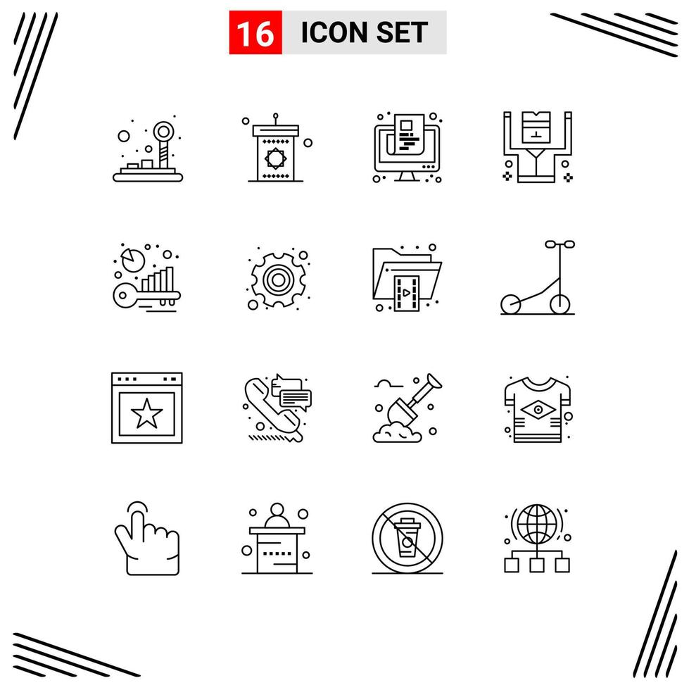 User Interface Pack of 16 Basic Outlines of security criminal eid arrested online Editable Vector Design Elements