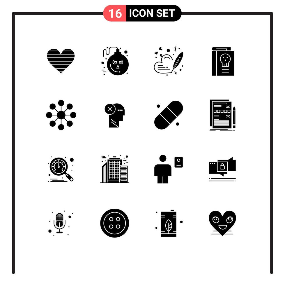 16 Universal Solid Glyphs Set for Web and Mobile Applications legend fantasy scary fairy tale wedding Editable Vector Design Elements