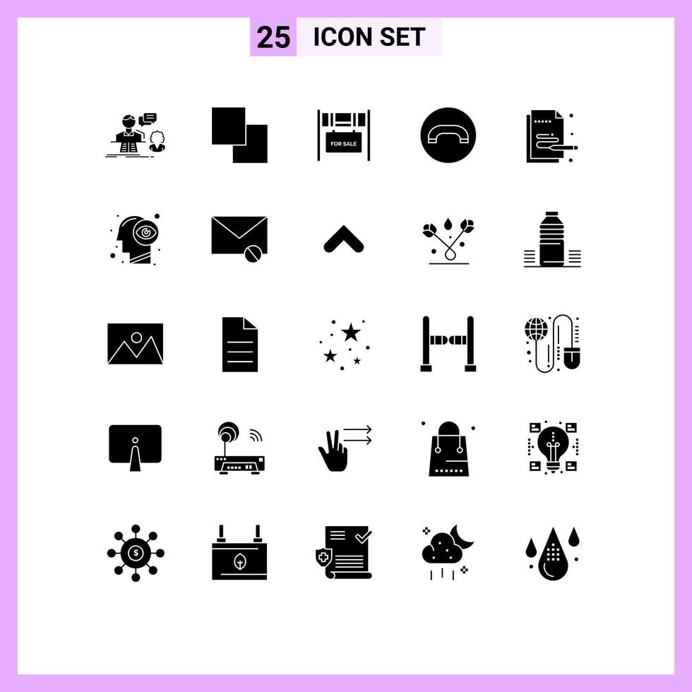 Pictogram Set of 25 Simple Solid Glyphs of painting creative building hang up decline Editable Vector Design Elements