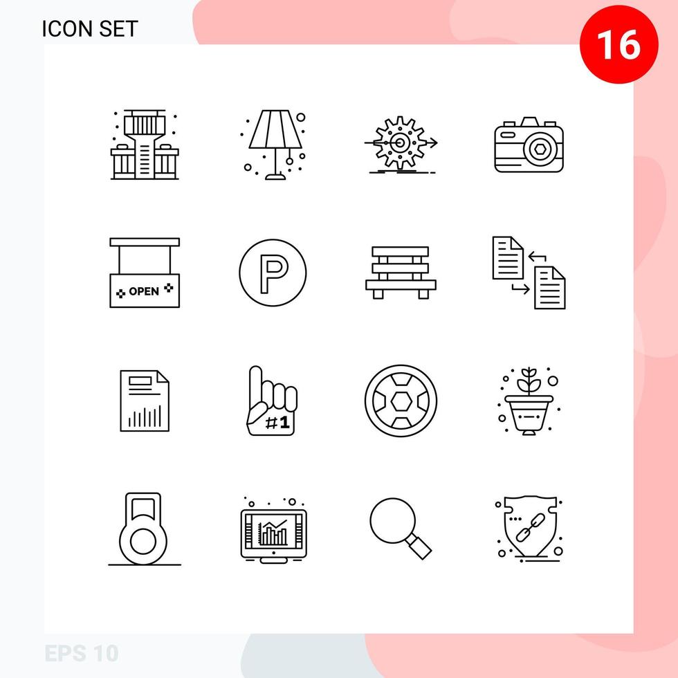 16 Creative Icons Modern Signs and Symbols of open beauty and spa progress summer camera Editable Vector Design Elements