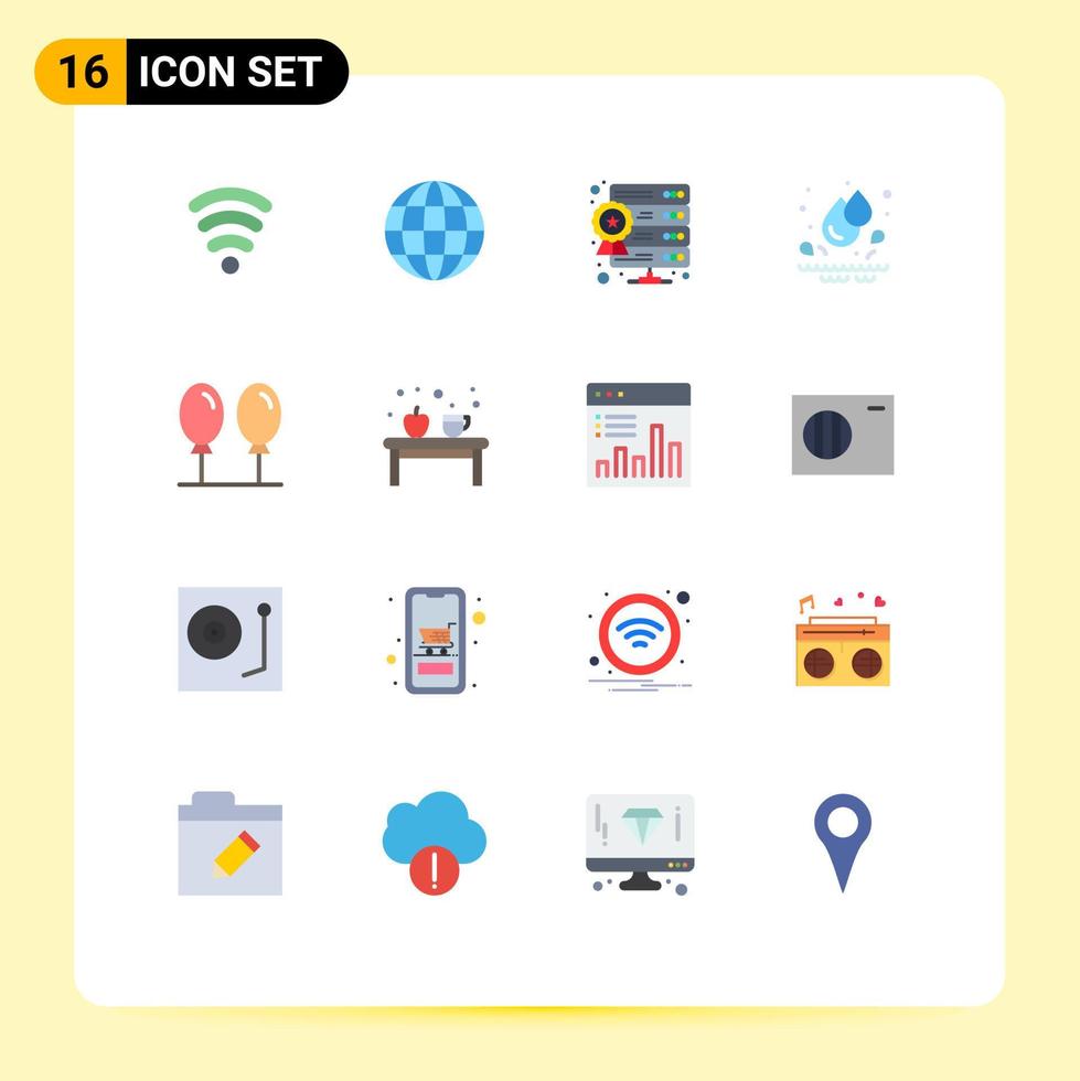 Set of 16 Modern UI Icons Symbols Signs for cup fly star balloon park Editable Pack of Creative Vector Design Elements