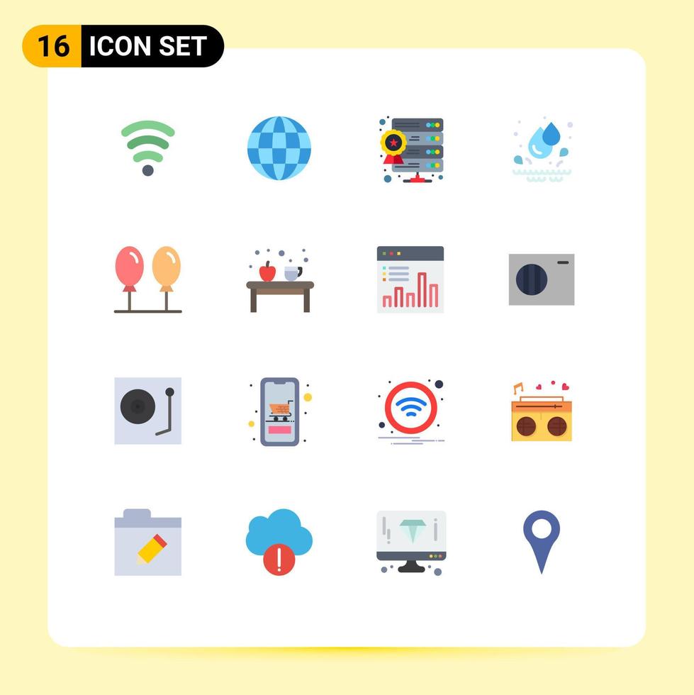 conjunto de 16 iconos de interfaz de usuario modernos signos de símbolos para cup fly star balloon park paquete editable de elementos de diseño de vectores creativos