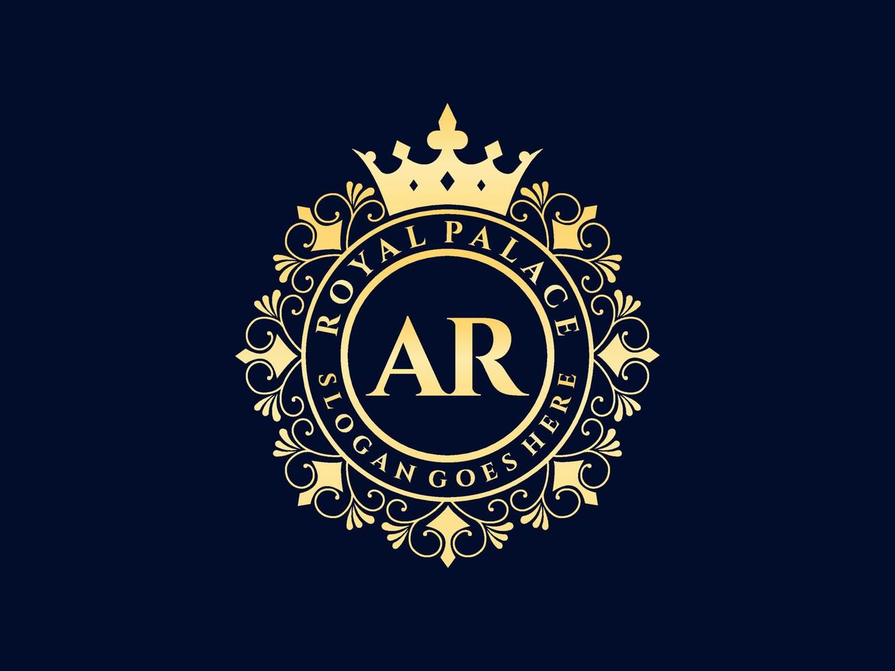 Letter AR Antique royal luxury victorian logo with ornamental frame. vector