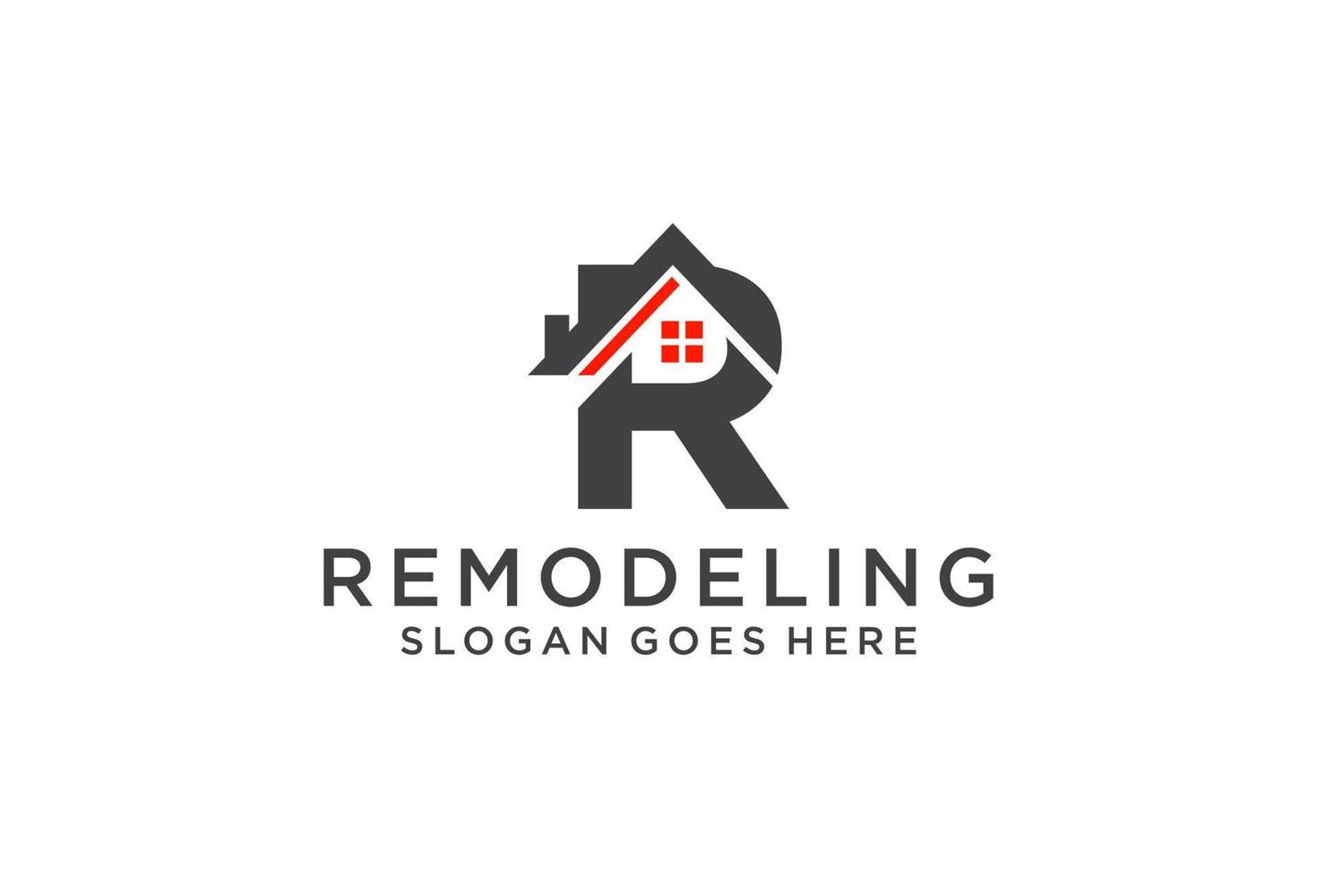 Letter R for Real Estate Remodeling Logo. Construction Architecture Building Logo Design Template Element. vector