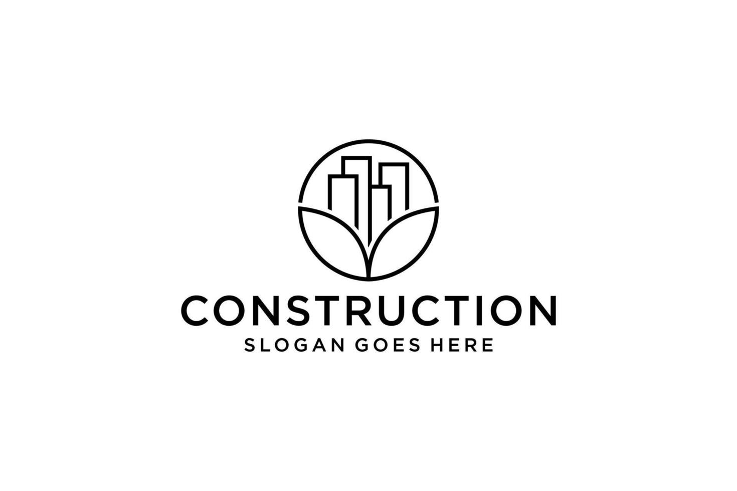 logotipo de bienes raíces. elemento de plantilla de diseño de logotipo de edificio de arquitectura de construcción. vector