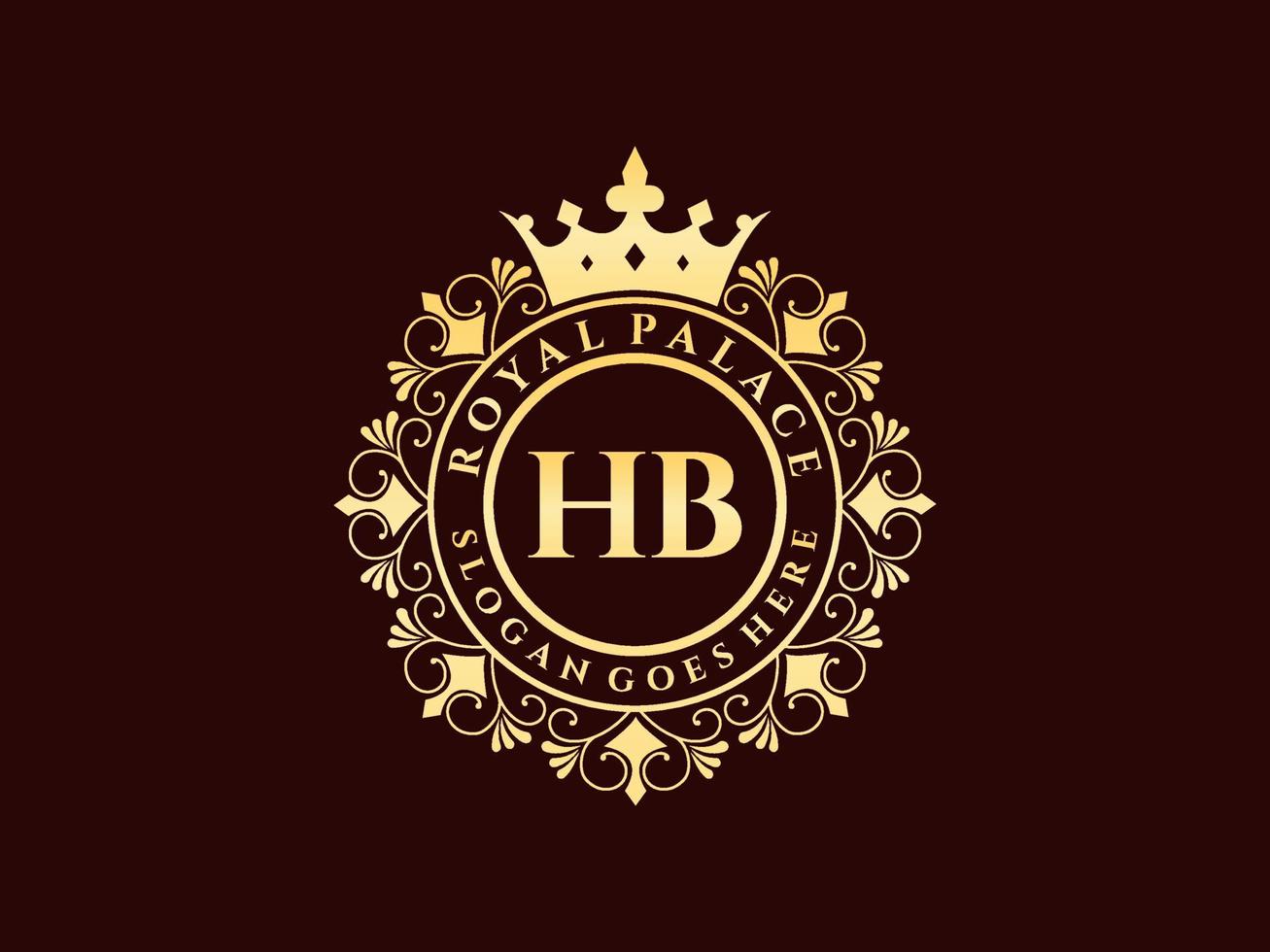 Letter HB Antique royal luxury victorian logo with ornamental frame. vector