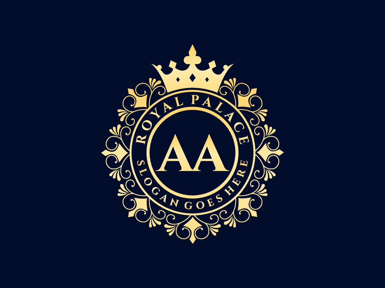 Letter AA Antique royal luxury victorian logo with ornamental frame. vector