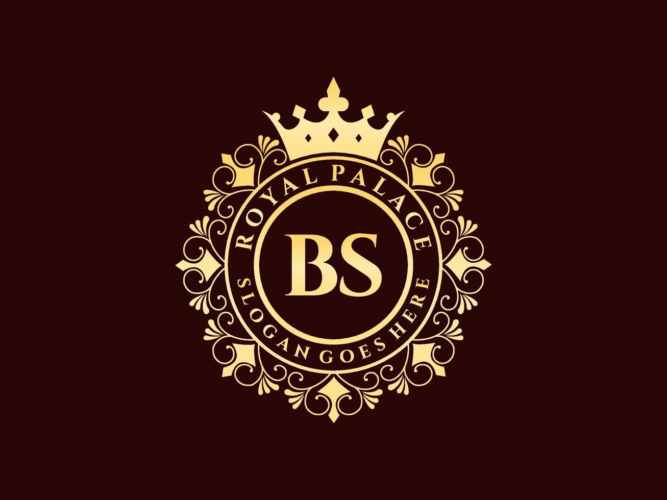 Letter BS Antique royal luxury victorian logo with ornamental frame. vector