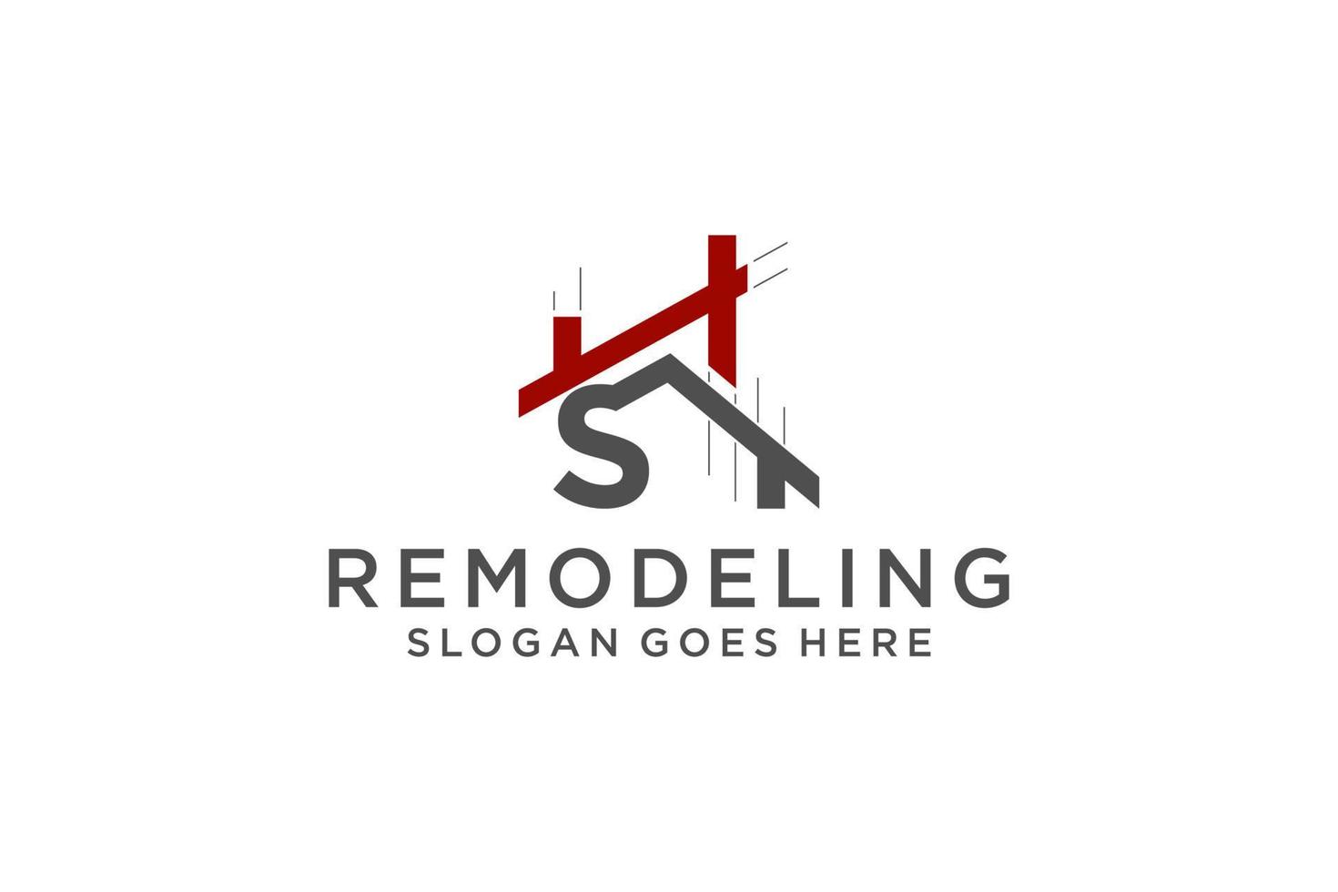 Letter S for Real Estate Remodeling Logo. Construction Architecture Building Logo Design Template Element. vector