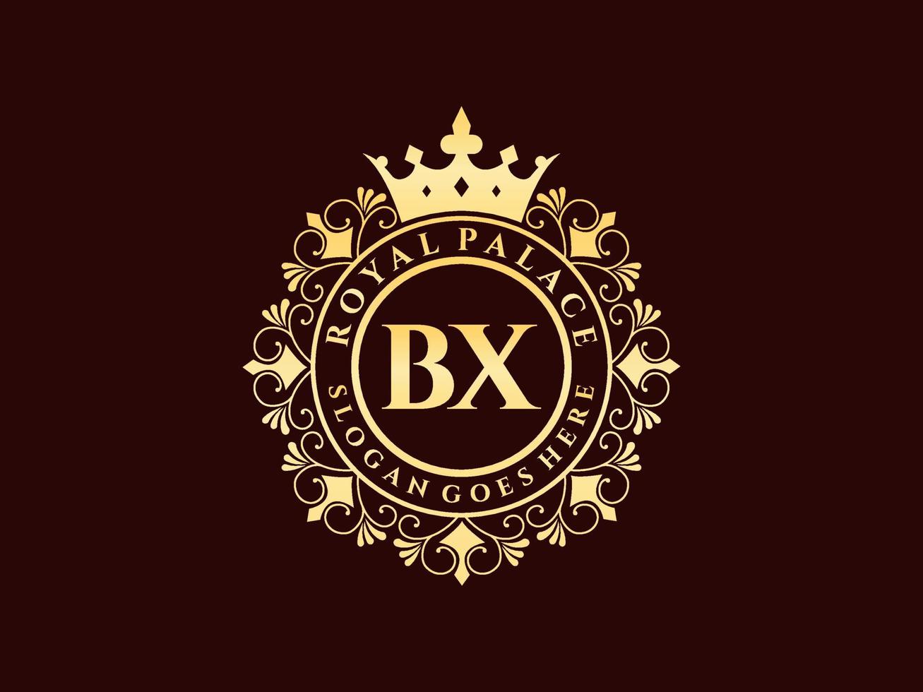 Letter BX Antique royal luxury victorian logo with ornamental frame. vector