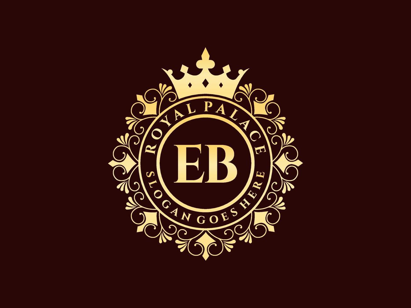 Letter EB Antique royal luxury victorian logo with ornamental frame. vector