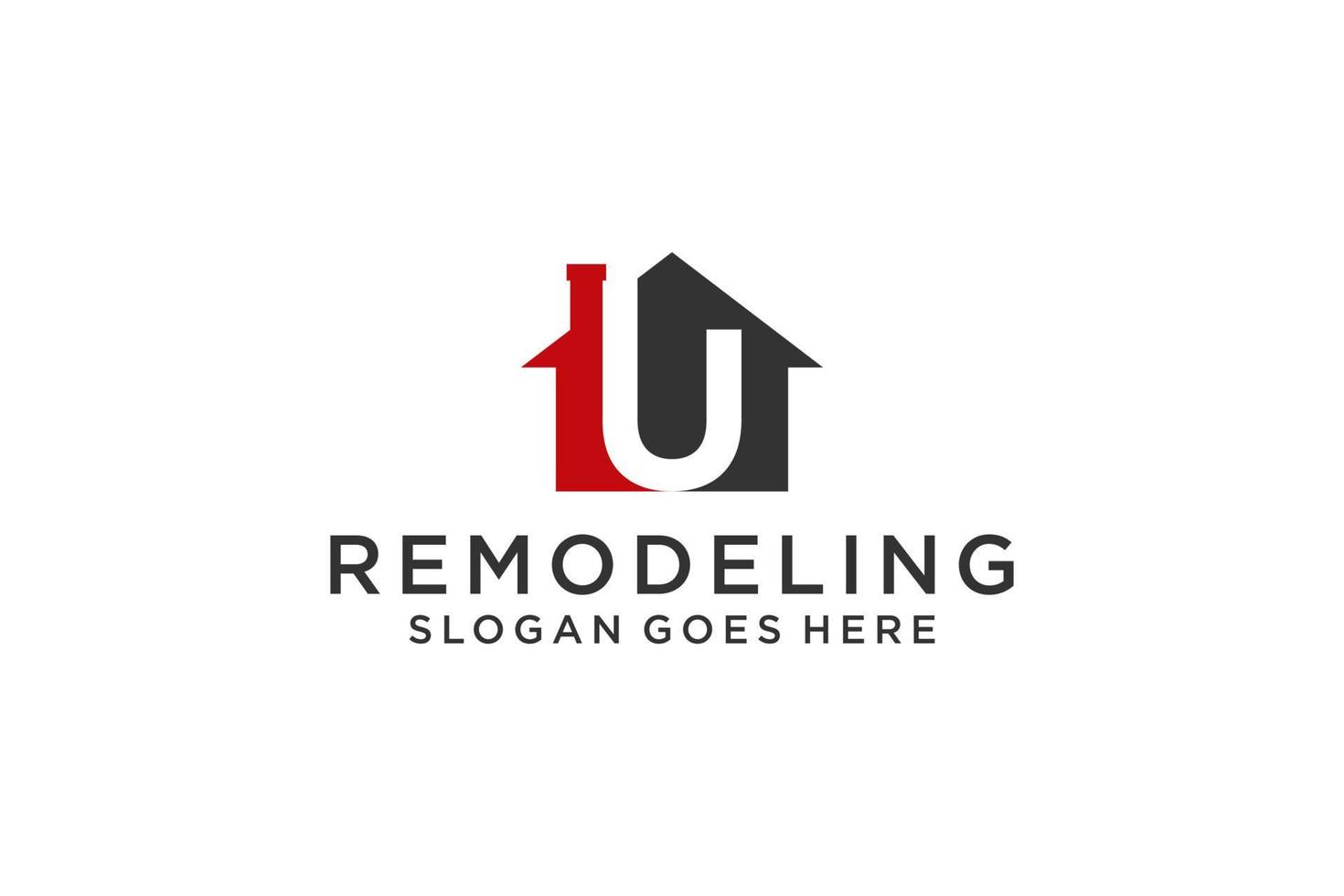 Letter U for Real Estate Remodeling Logo. Construction Architecture Building Logo Design Template Element. vector