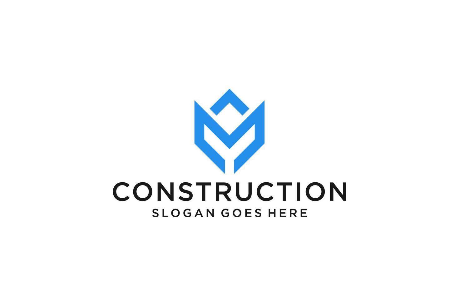 Letter M for Real Estate Logo. Construction Architecture Building Logo Design Template Element. vector