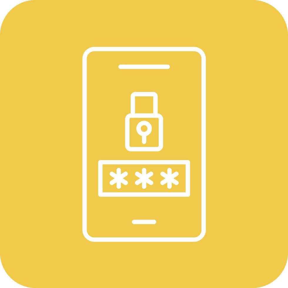 Mobile Password Line Round Corner Background Icons vector