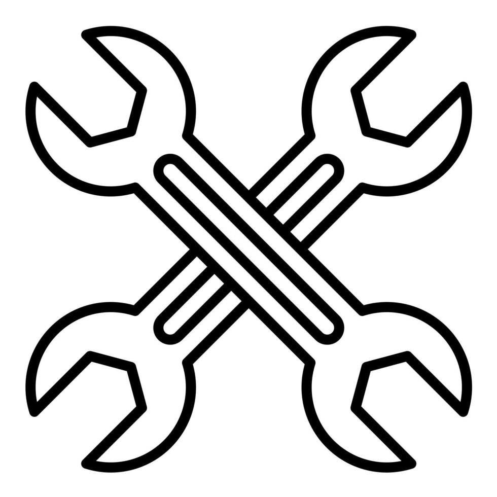 Cross Wrench Line Icon vector
