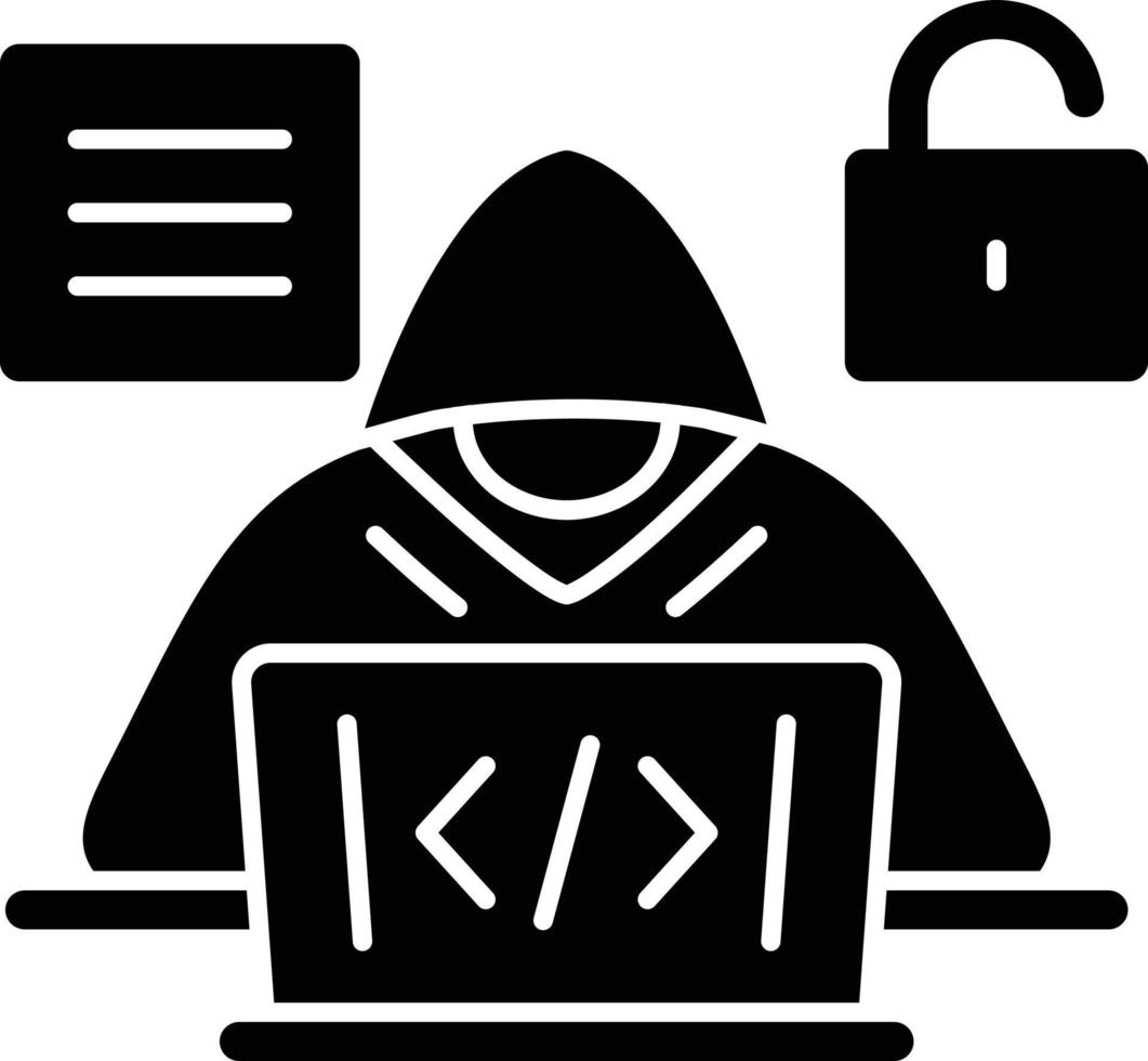 icono de glifo de hacker de código vector