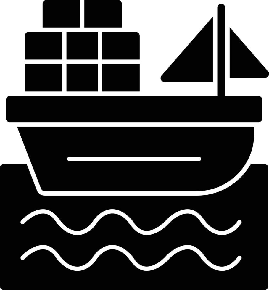 Cargo Boat Glyph Icon vector