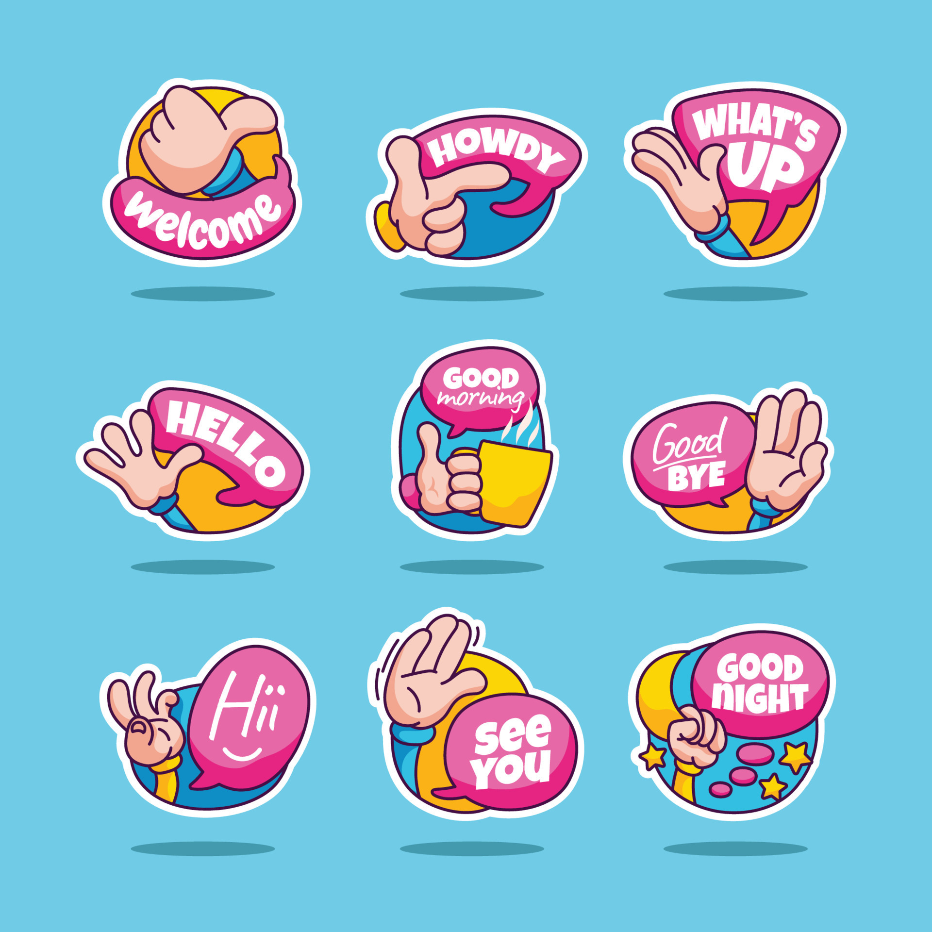 Greeting Chat Sticker Collection Template 14759740 Vector Art at Vecteezy