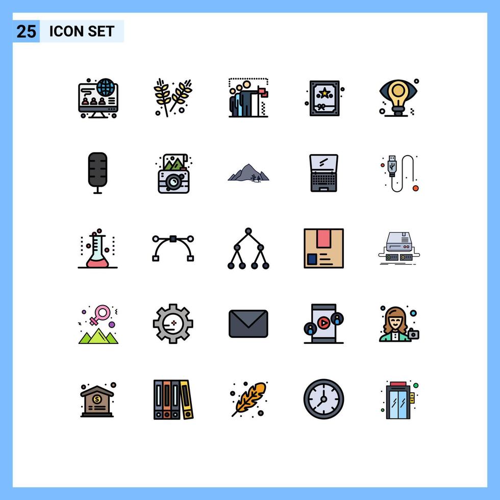 Modern Set of 25 Filled line Flat Colors and symbols such as bulb business team night gift Editable Vector Design Elements