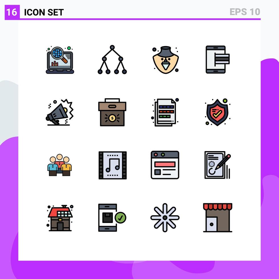 Set of 16 Modern UI Icons Symbols Signs for sound mike jewelry pay mobile Editable Creative Vector Design Elements
