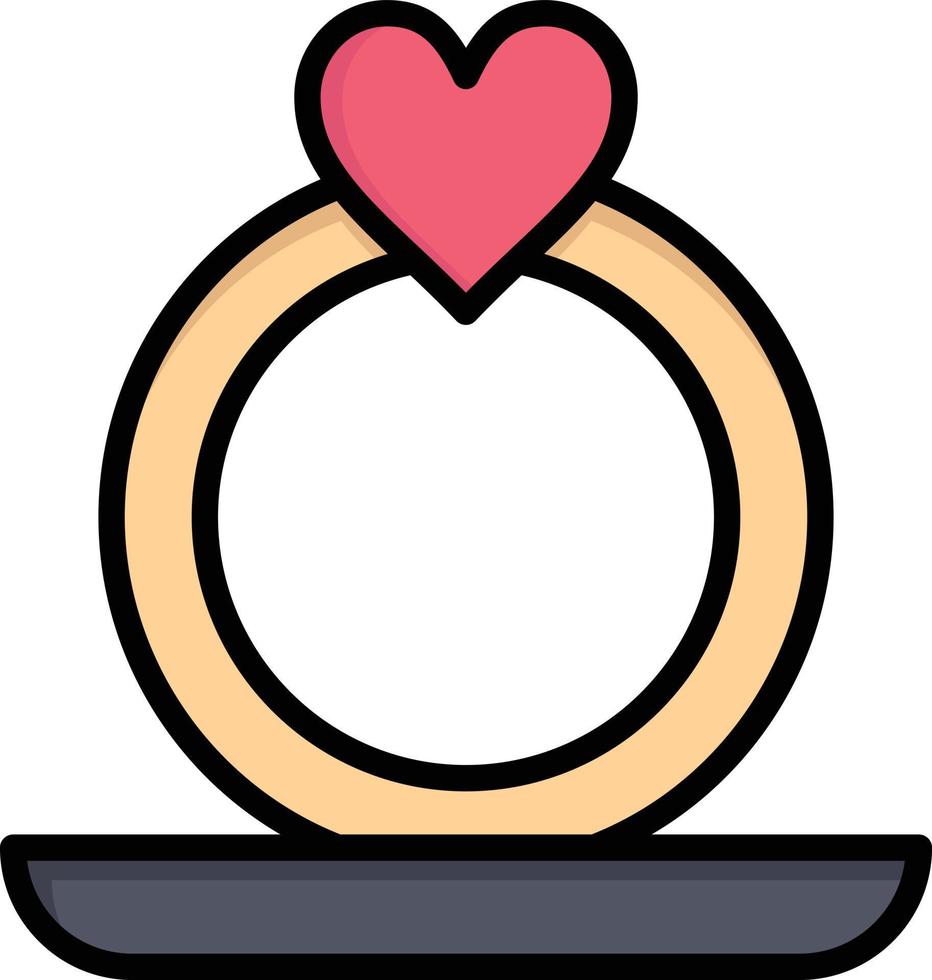 Ring Heart Proposal  Flat Color Icon Vector icon banner Template
