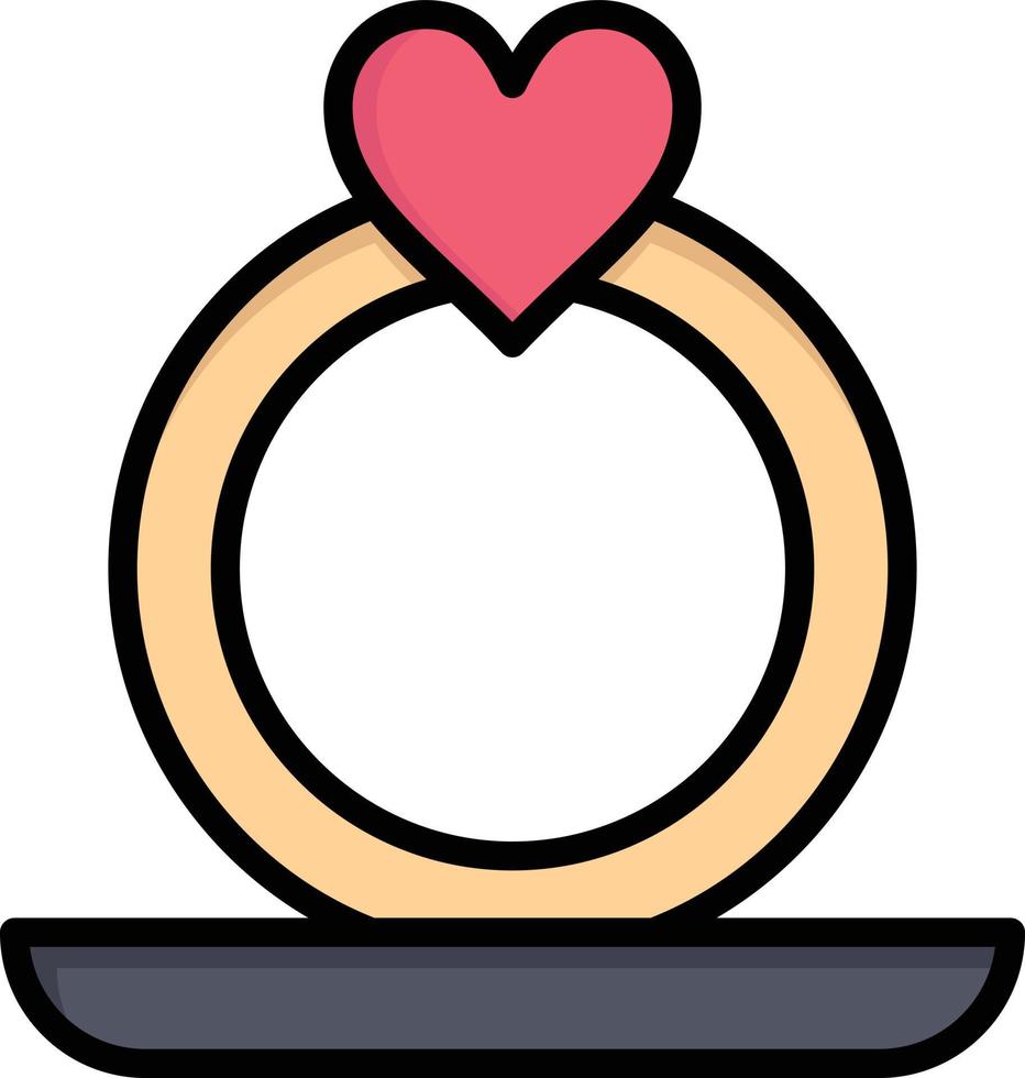 Ring Heart Proposal  Flat Color Icon Vector icon banner Template