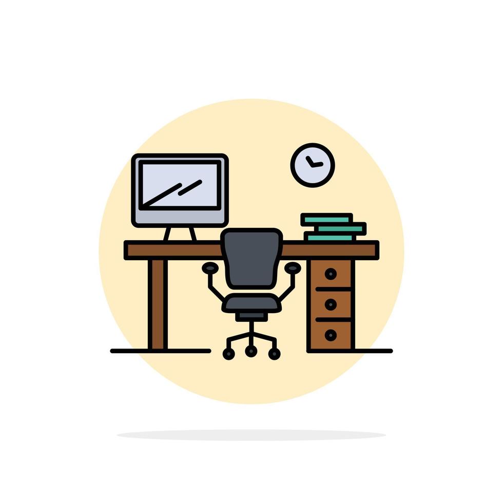 Office Space Chair Office Table Room Abstract Circle Background Flat color Icon vector