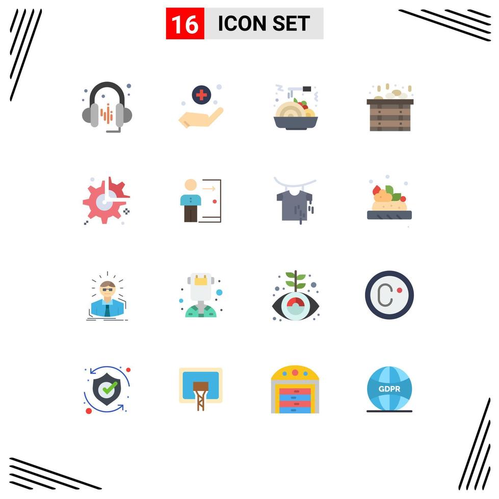 User Interface Pack of 16 Basic Flat Colors of dismissal break fast wheel gear Editable Pack of Creative Vector Design Elements