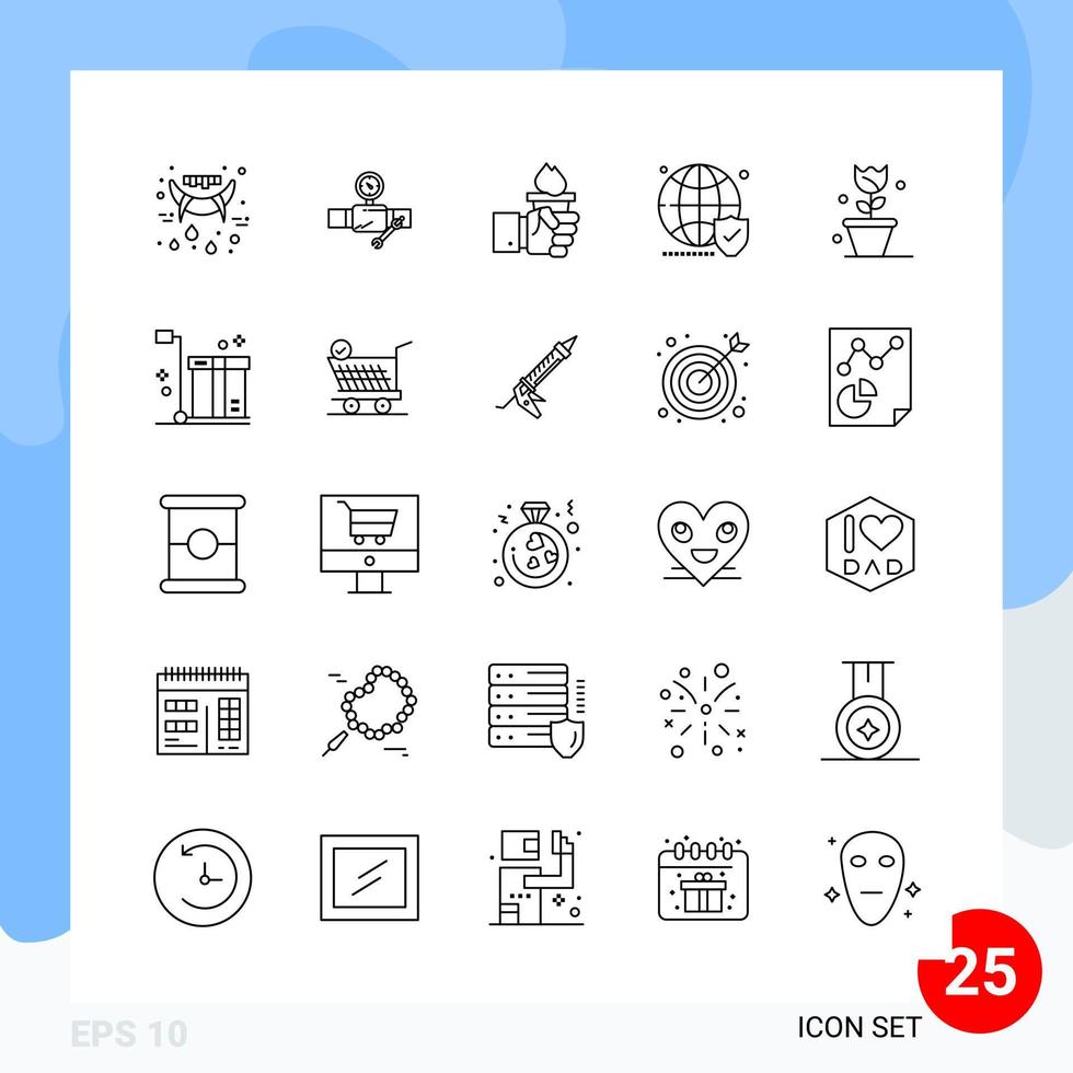 Modern Pack of 25 Icons Line Outline Symbols isolated on White Backgound for Website designing vector