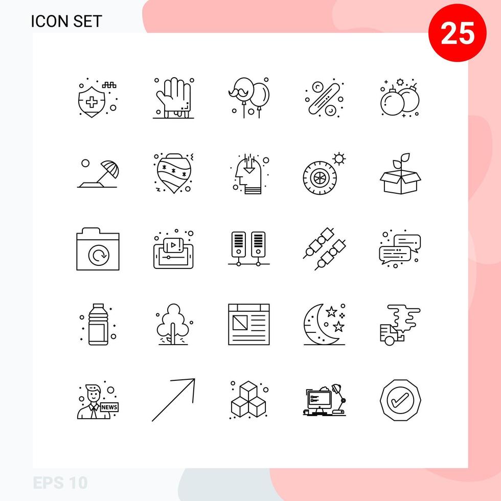 conjunto de 25 iconos de interfaz de usuario modernos símbolos signos para juego bomba papá etiqueta ventas elementos de diseño vectorial editables vector