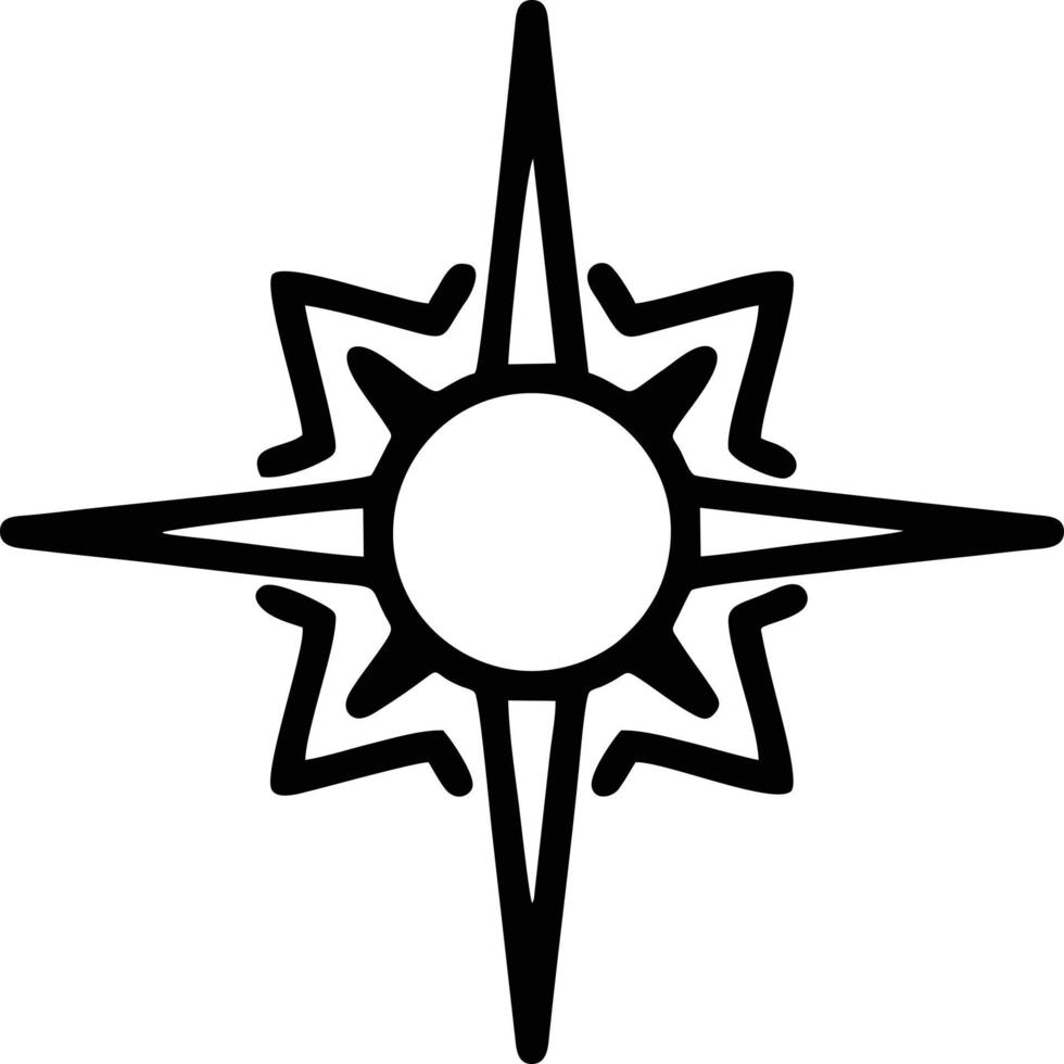 icono de sol en fondo blanco, ilustración del símbolo de icono de sol en negro sobre fondo blanco vector