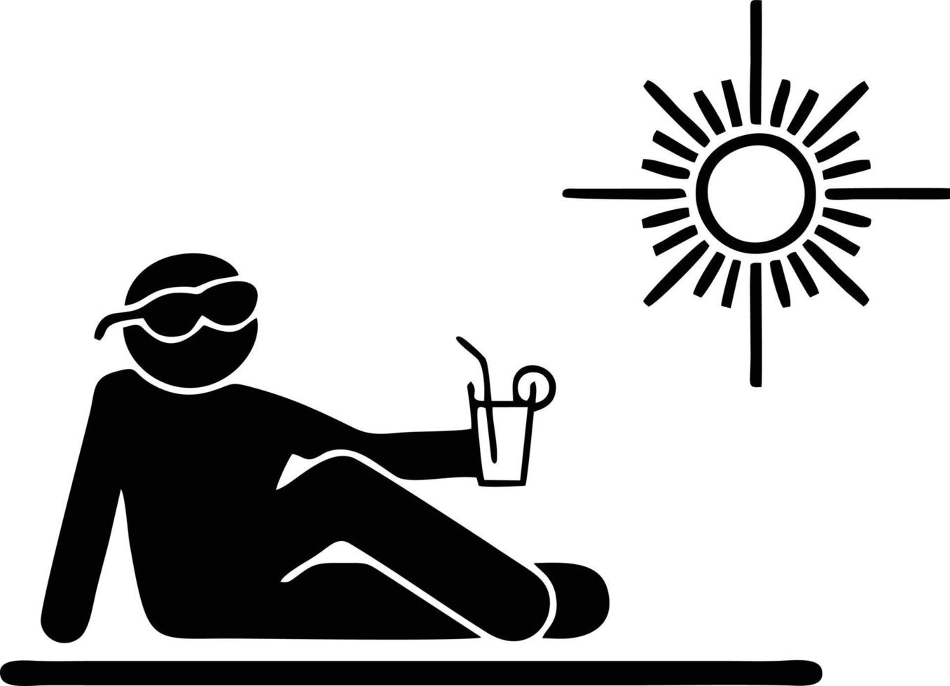 icono de sol en fondo blanco, ilustración del símbolo de icono de sol en negro sobre fondo blanco vector