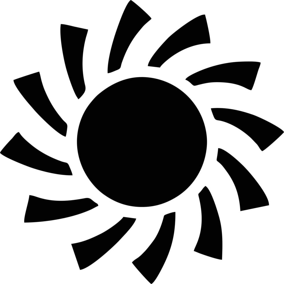 icono de sol en fondo blanco, ilustración del símbolo de icono de sol en negro sobre fondo blanco vector