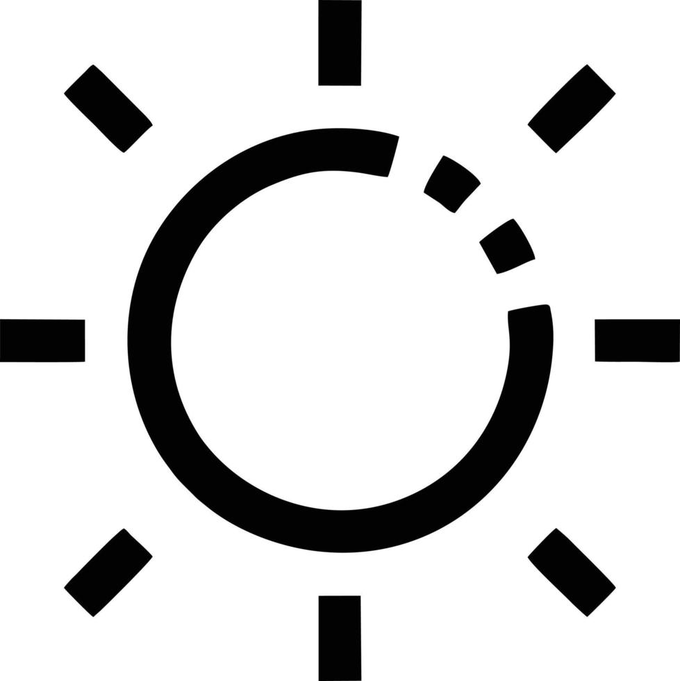 icono de sol en fondo blanco, ilustración del símbolo de icono de sol en negro sobre fondo blanco vector