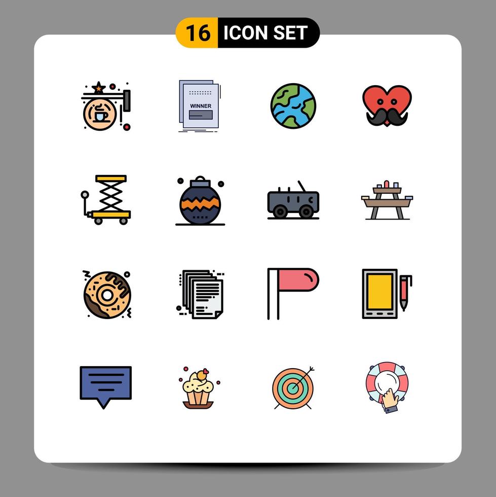 conjunto de 16 iconos de interfaz de usuario modernos símbolos signos para el día del padre del coche padre malicioso elementos de diseño de vectores creativos editables en todo el mundo
