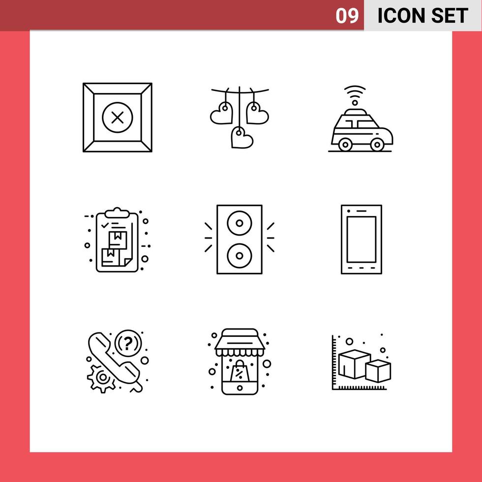 9 Universal Outline Signs Symbols of winter decoration location package delivery Editable Vector Design Elements