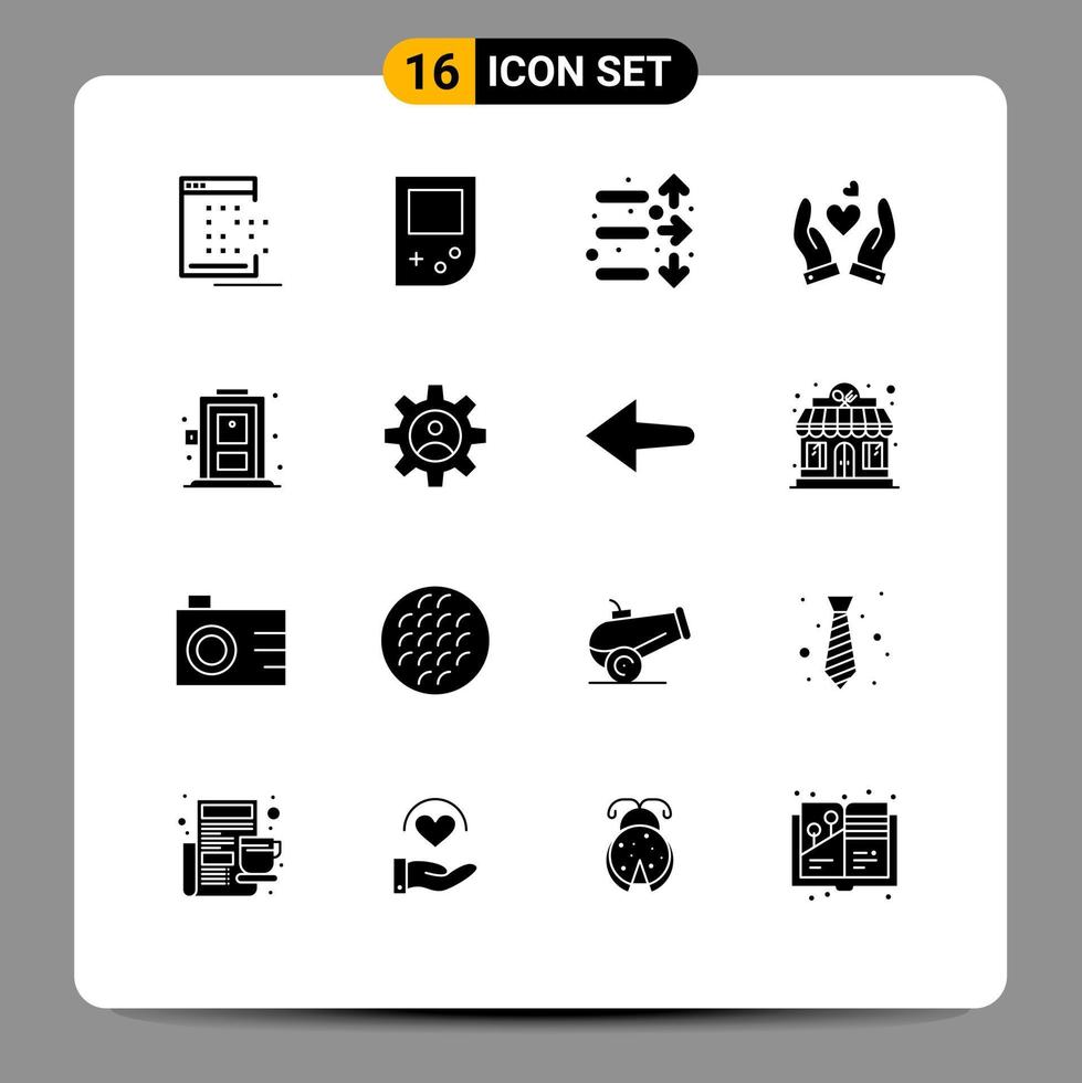 Set of 16 modern ui icons symbols signs for living wedding down heart
