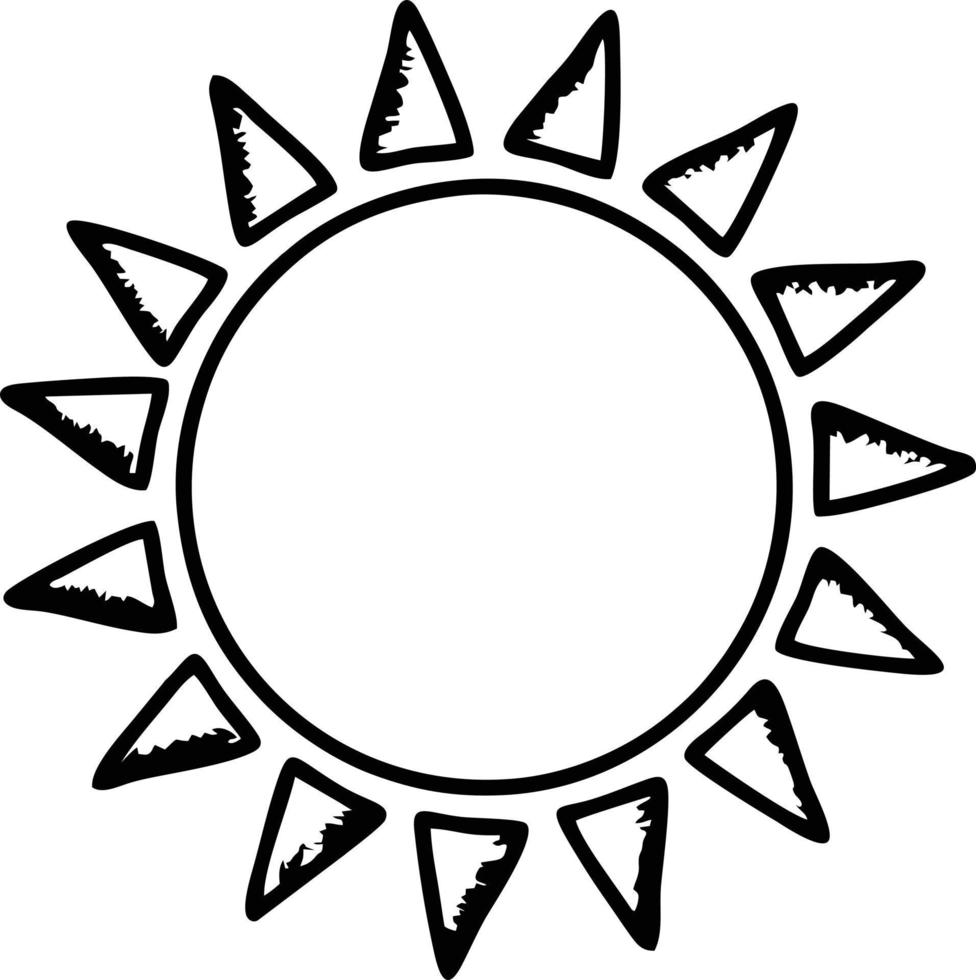 icono de sol en fondo blanco, ilustración del símbolo de icono de sol en negro sobre fondo blanco vector