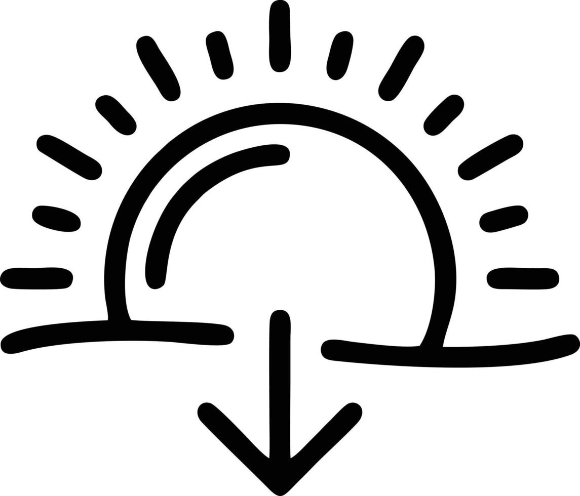 icono de sol en fondo blanco, ilustración del símbolo de icono de sol en negro sobre fondo blanco vector