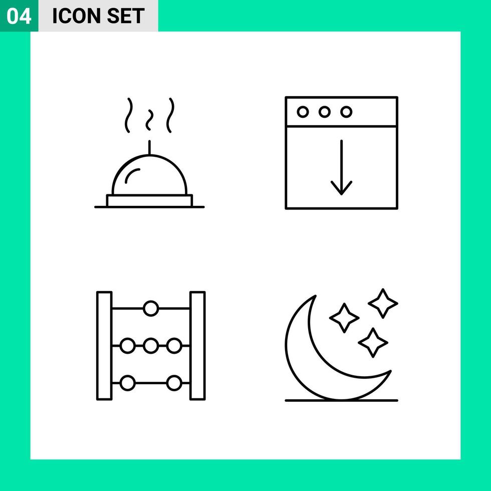 Pack of 4 Line Style Icon Set Outline Symbols for print Creative Signs Isolated on White Background 4 Icon Set vector