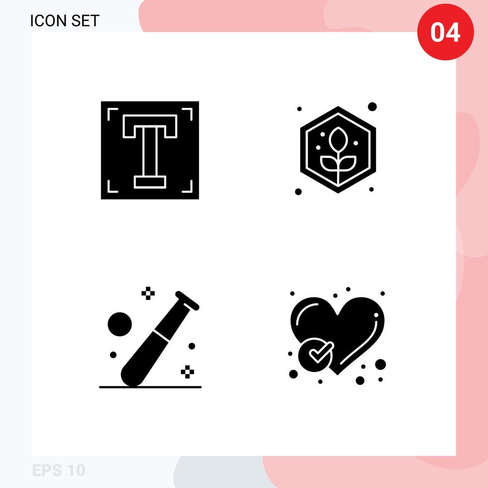 4 iconos creativos, signos y símbolos modernos del programa de diseño de bolas, juego de crecimiento, elementos de diseño vectorial editables vector