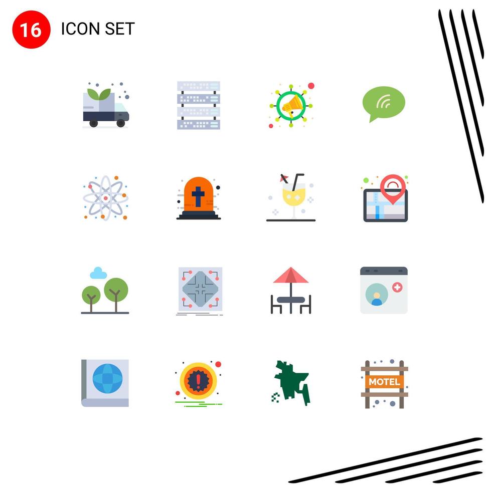 Modern Set of 16 Flat Colors Pictograph of study chemistry seo chemical chating Editable Pack of Creative Vector Design Elements