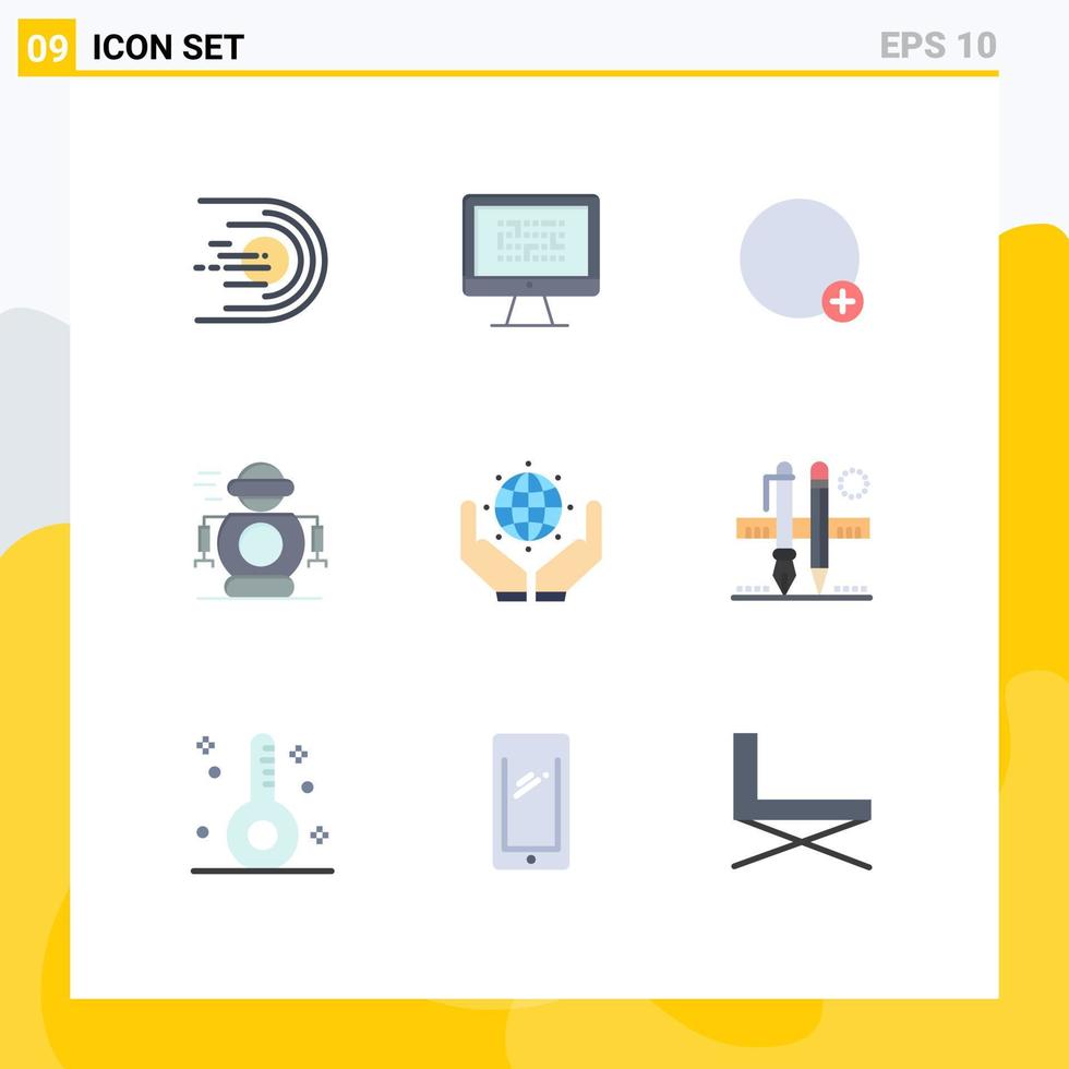 Set of 9 Modern UI Icons Symbols Signs for robotic human encryption ui plus Editable Vector Design Elements
