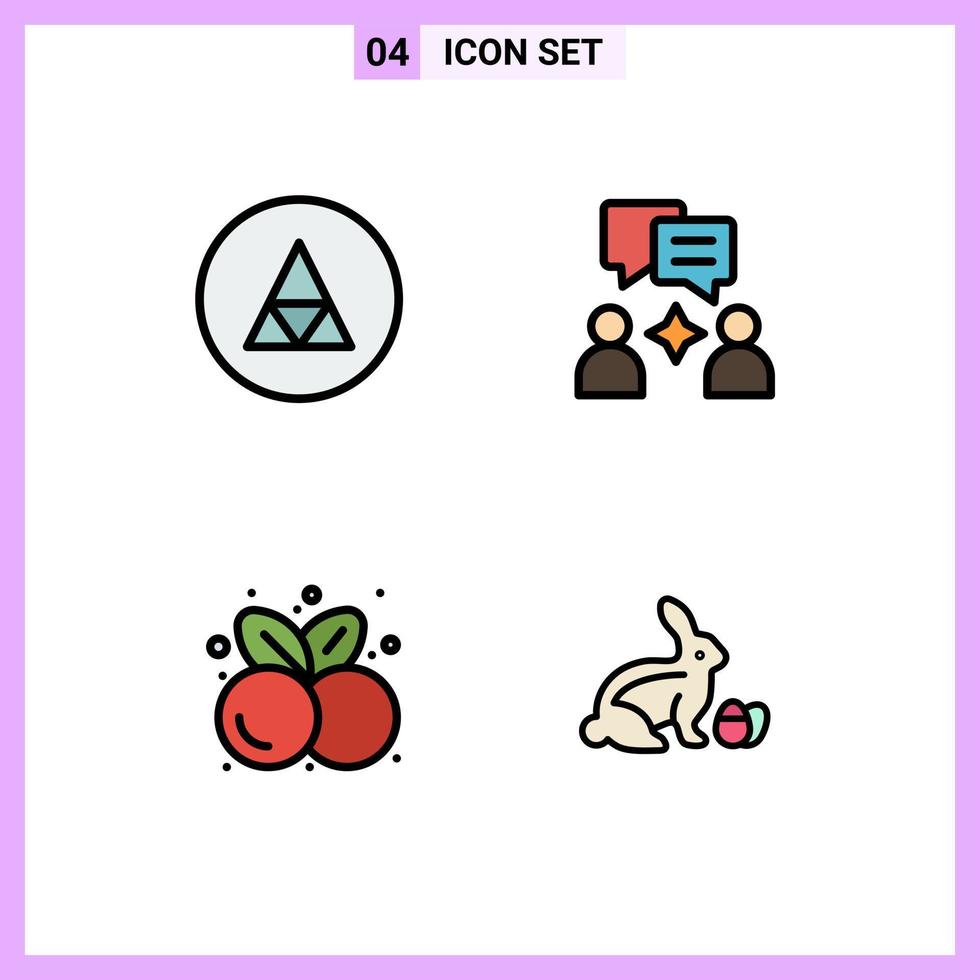 Pack of 4 Modern Filledline Flat Colors Signs and Symbols for Web Print Media such as magic food symbolism group healthy food Editable Vector Design Elements