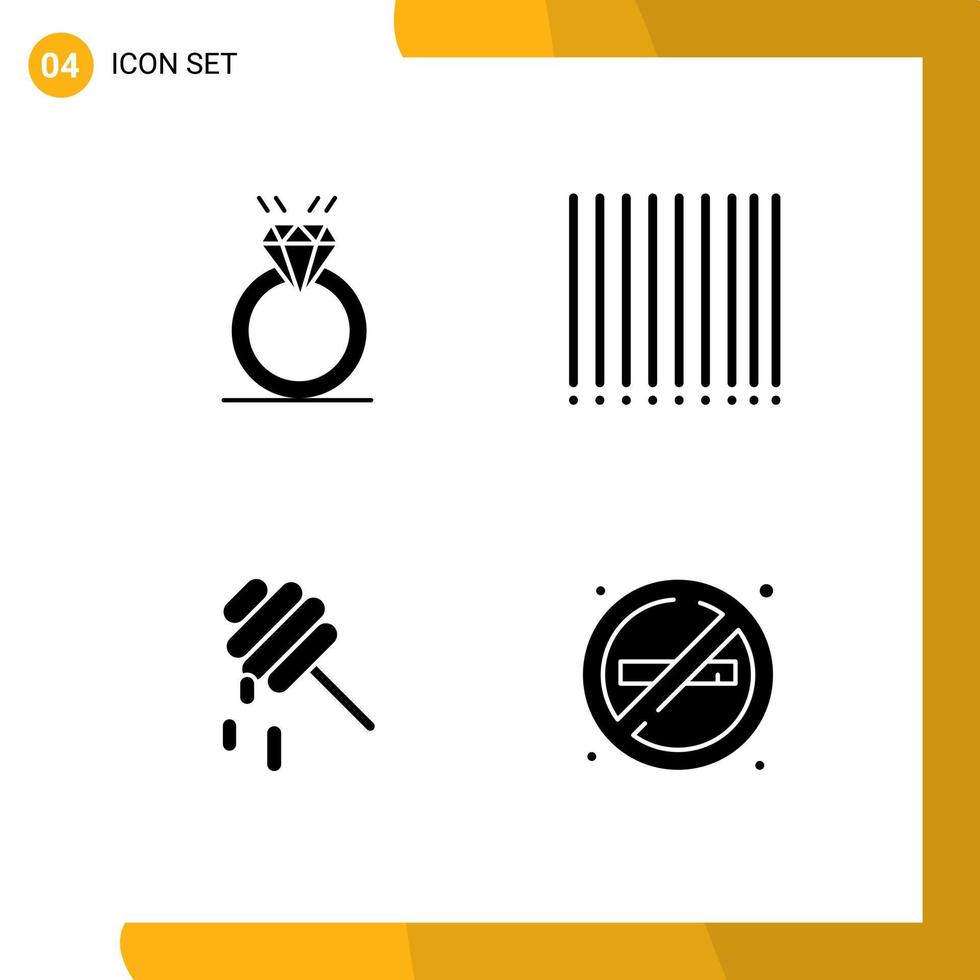 Group of Solid Glyphs Signs and Symbols for ring honey marriage product no Editable Vector Design Elements