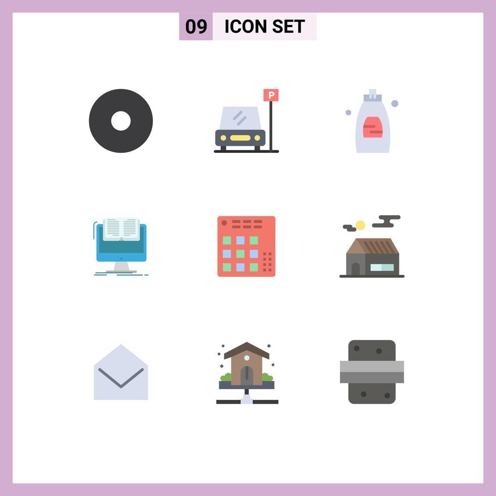 9 iconos creativos signos y símbolos modernos de dj audio ducha libro computadora elementos de diseño vectorial editables vector