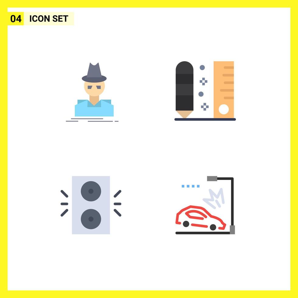 Modern Set of 4 Flat Icons Pictograph of detective scale spy draw holiday Editable Vector Design Elements