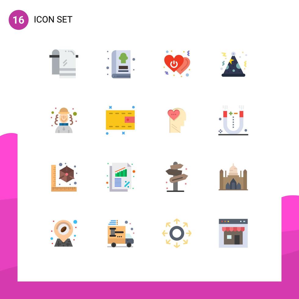 conjunto de 16 paquetes de colores planos comerciales para joker night heart party switch paquete editable de elementos de diseño de vectores creativos