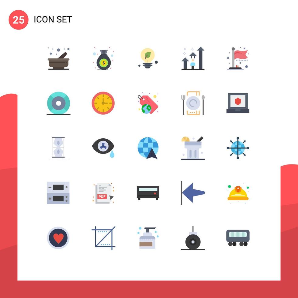 Pack of 25 Modern Flat Colors Signs and Symbols for Web Print Media such as flag career environment progress success Editable Vector Design Elements
