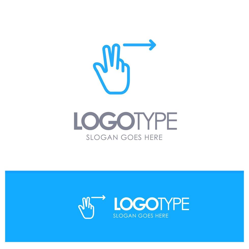 gesto de los dedos lugar del logotipo del contorno azul derecho para el eslogan vector